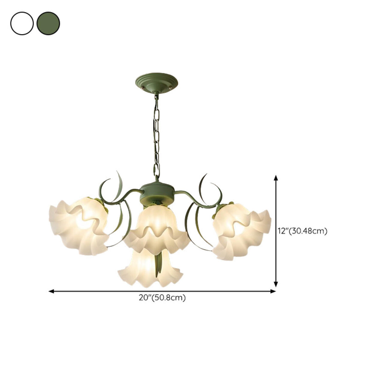 Adjustable Height Elegant Green Floral Chandelier 