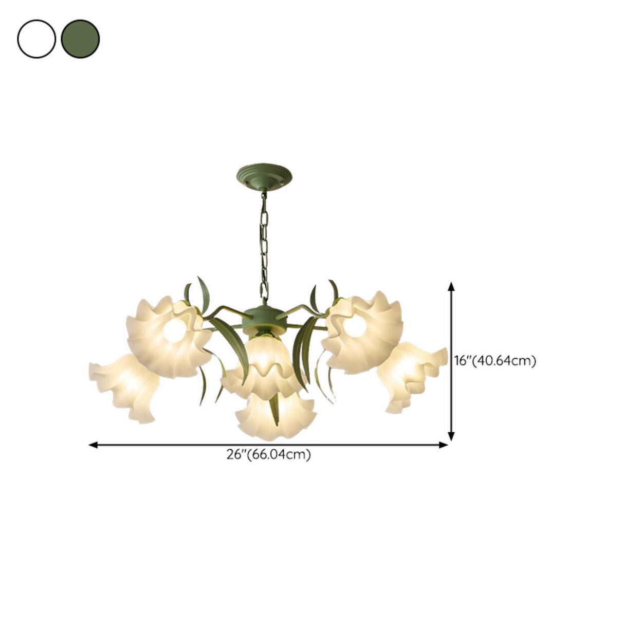 Adjustable Height Elegant Green Floral Chandelier Image - 21