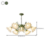 Adjustable Height Elegant Green Floral Chandelier Image - 22