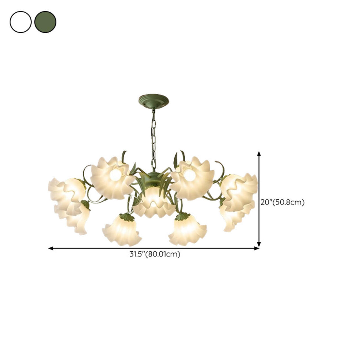 Adjustable Height Elegant Green Floral Chandelier Image - 23