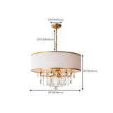 Adjustable Height Fabric Drum Crystal Chandelier #size