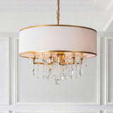 Adjustable Height Fabric Drum Crystal Chandelier Image - 4