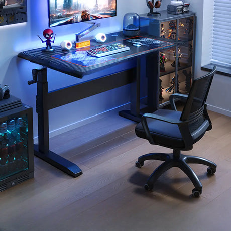 Adjustable Height Free Form T-Shape Black Computer Desk Image - 2