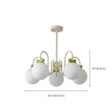 Adjustable Height Glass Ball Green Ivory Metal Chandelier Image - 14