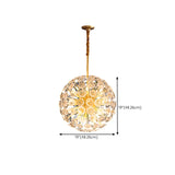 Adjustable Height Gold Flower Globe Crystal Chandelier Image - 10