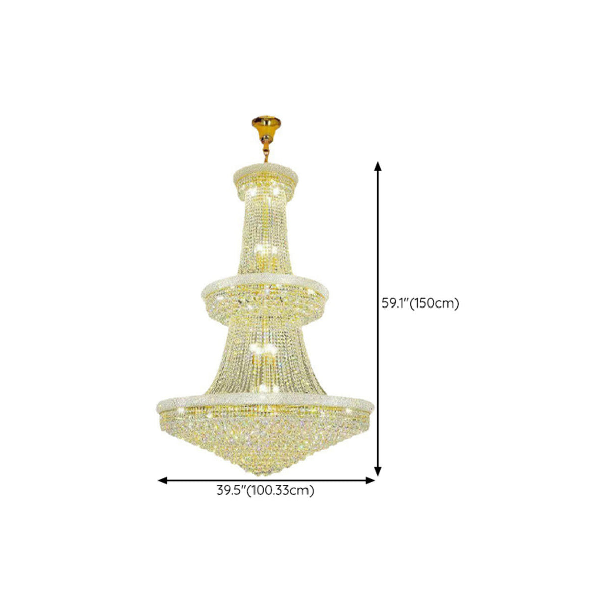 Adjustable Height Grand Gold Crystal Tiered Chandelier Image - 13