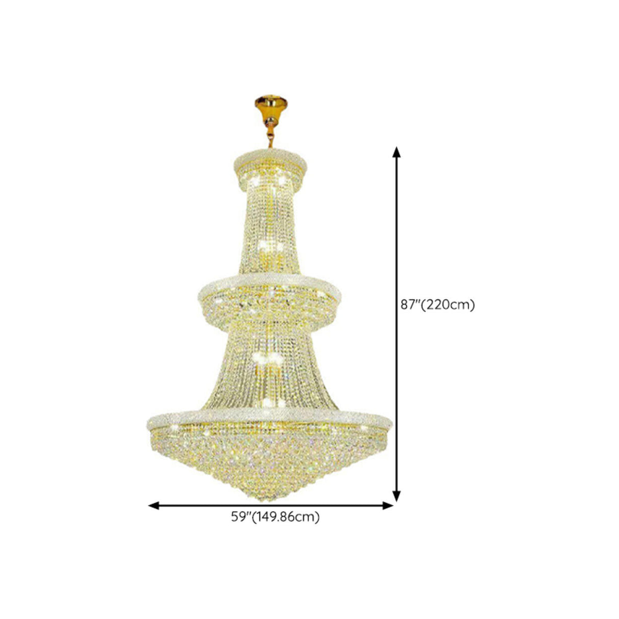 Adjustable Height Grand Gold Crystal Tiered Chandelier Image - 15