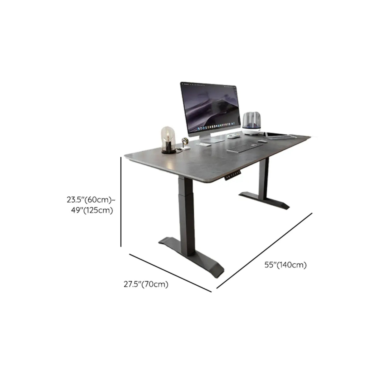 Adjustable Height Gray Stone Rectangular Standing Desk Image - 13