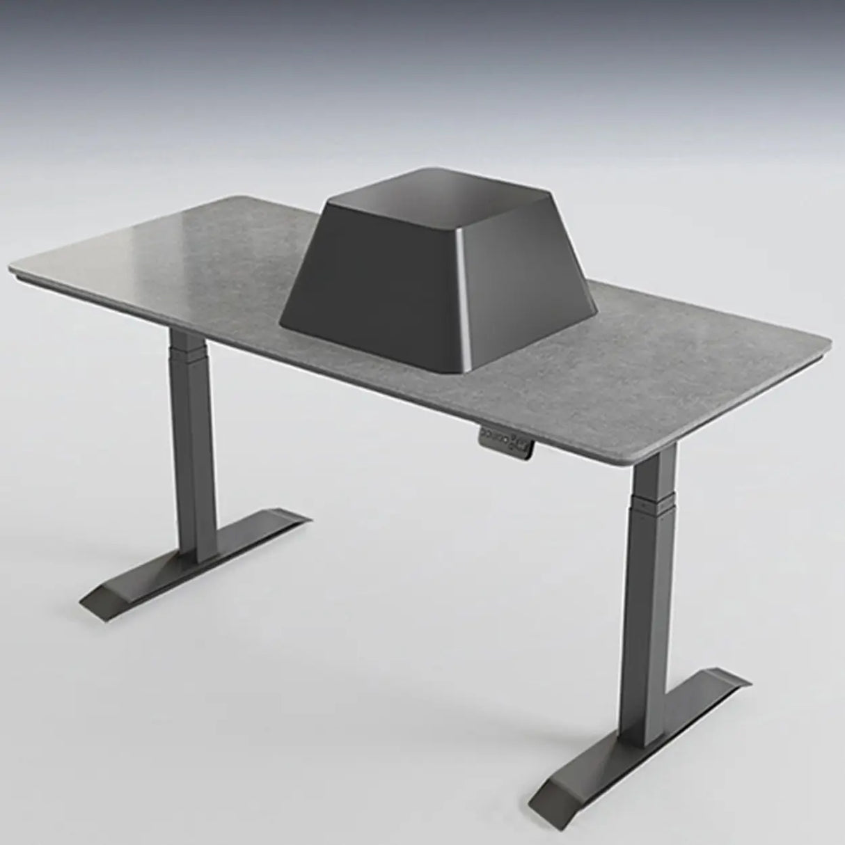 Adjustable Height Gray Stone Rectangular Standing Desk Image - 4