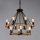 Adjustable Height Industrial Tiered Iron Chandelier Image - 13