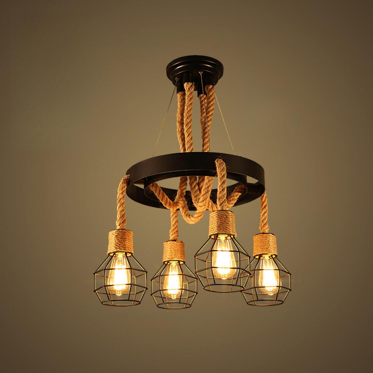 Adjustable Height Industrial Tiered Iron Chandelier Image - 14