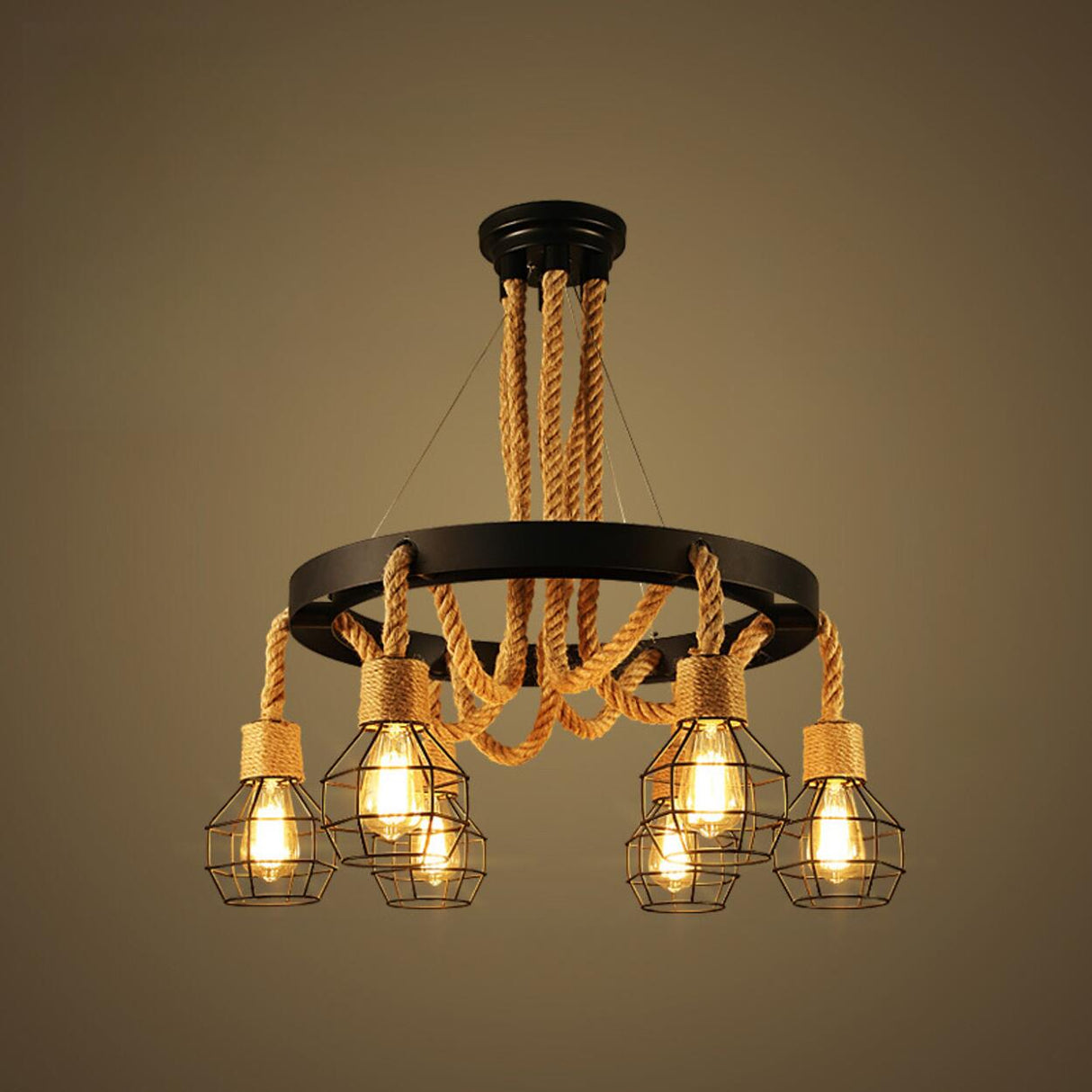 Adjustable Height Industrial Tiered Iron Chandelier Image - 15