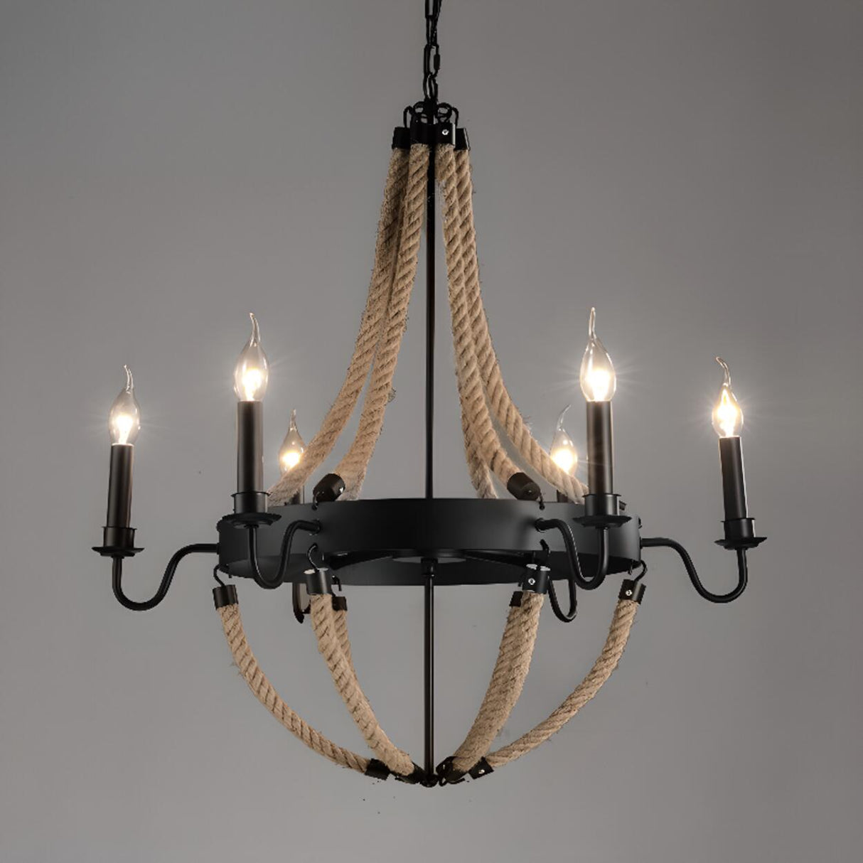 Adjustable Height Industrial Tiered Iron Chandelier Image - 17