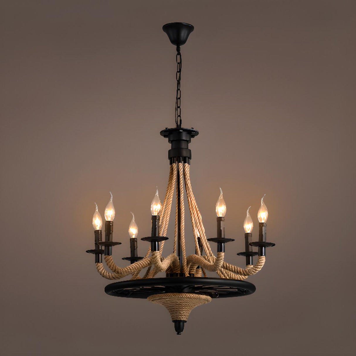 Adjustable Height Industrial Tiered Iron Chandelier Image - 20