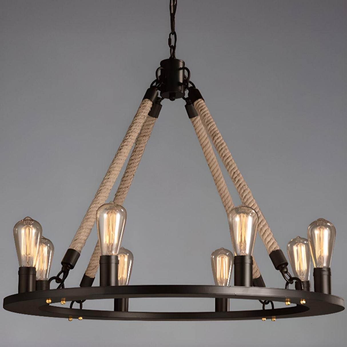 Adjustable Height Industrial Tiered Iron Chandelier Image - 22