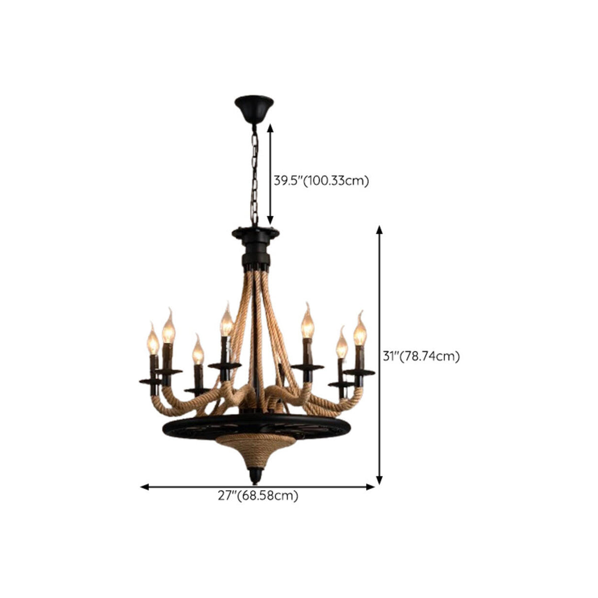 Adjustable Height Industrial Tiered Iron Chandelier 