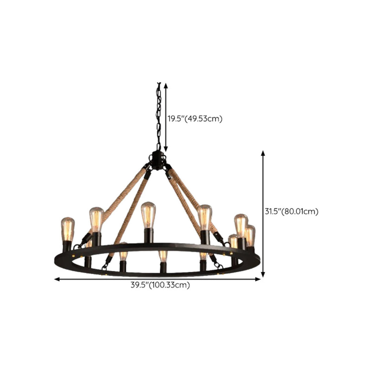 Adjustable Height Industrial Tiered Iron Chandelier Image - 35