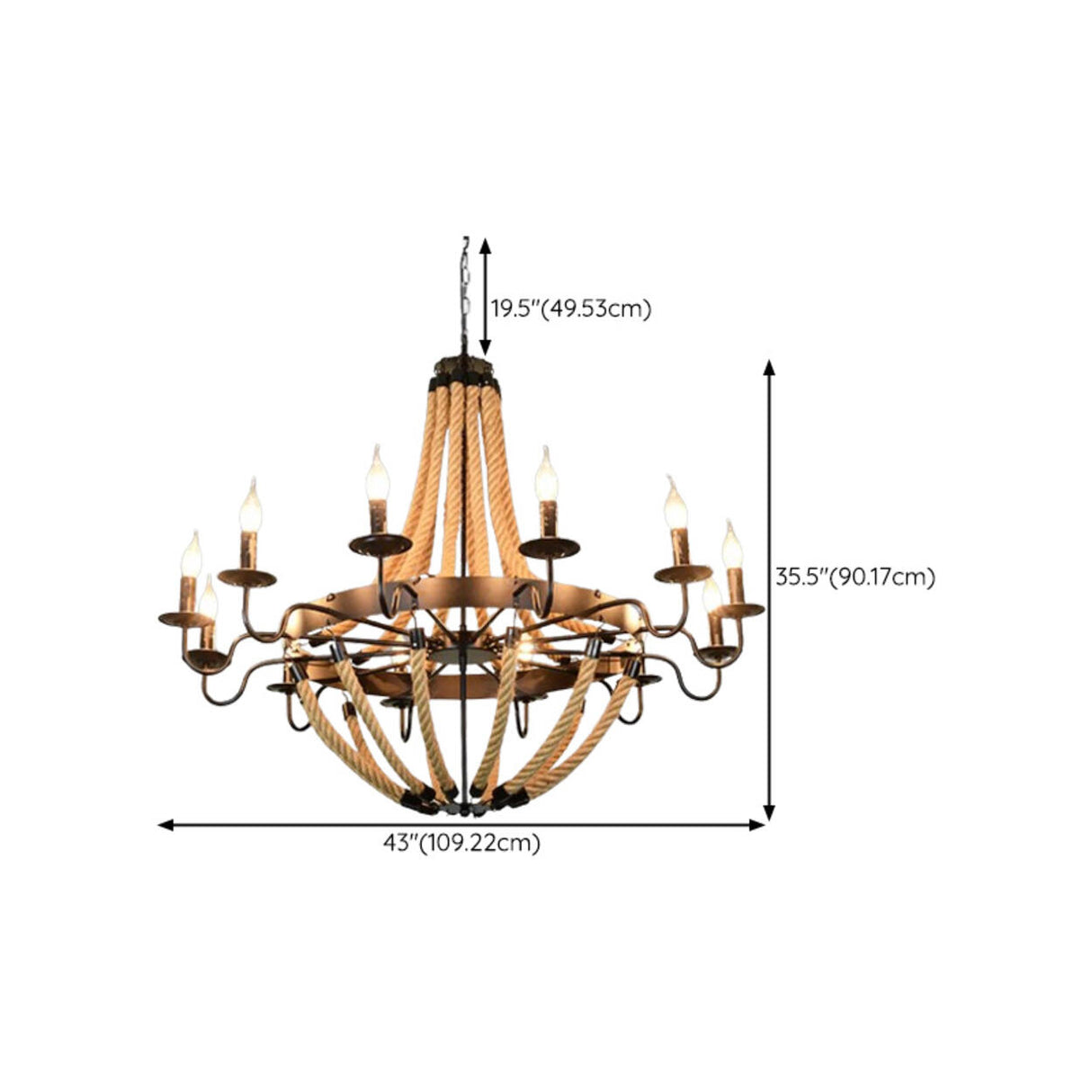 Adjustable Height Industrial Tiered Iron Chandelier Image - 40