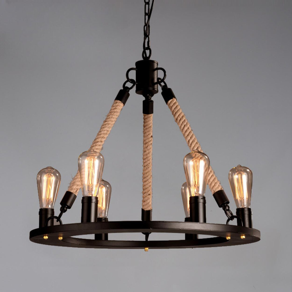 Adjustable Height Industrial Tiered Iron Chandelier Image - 6