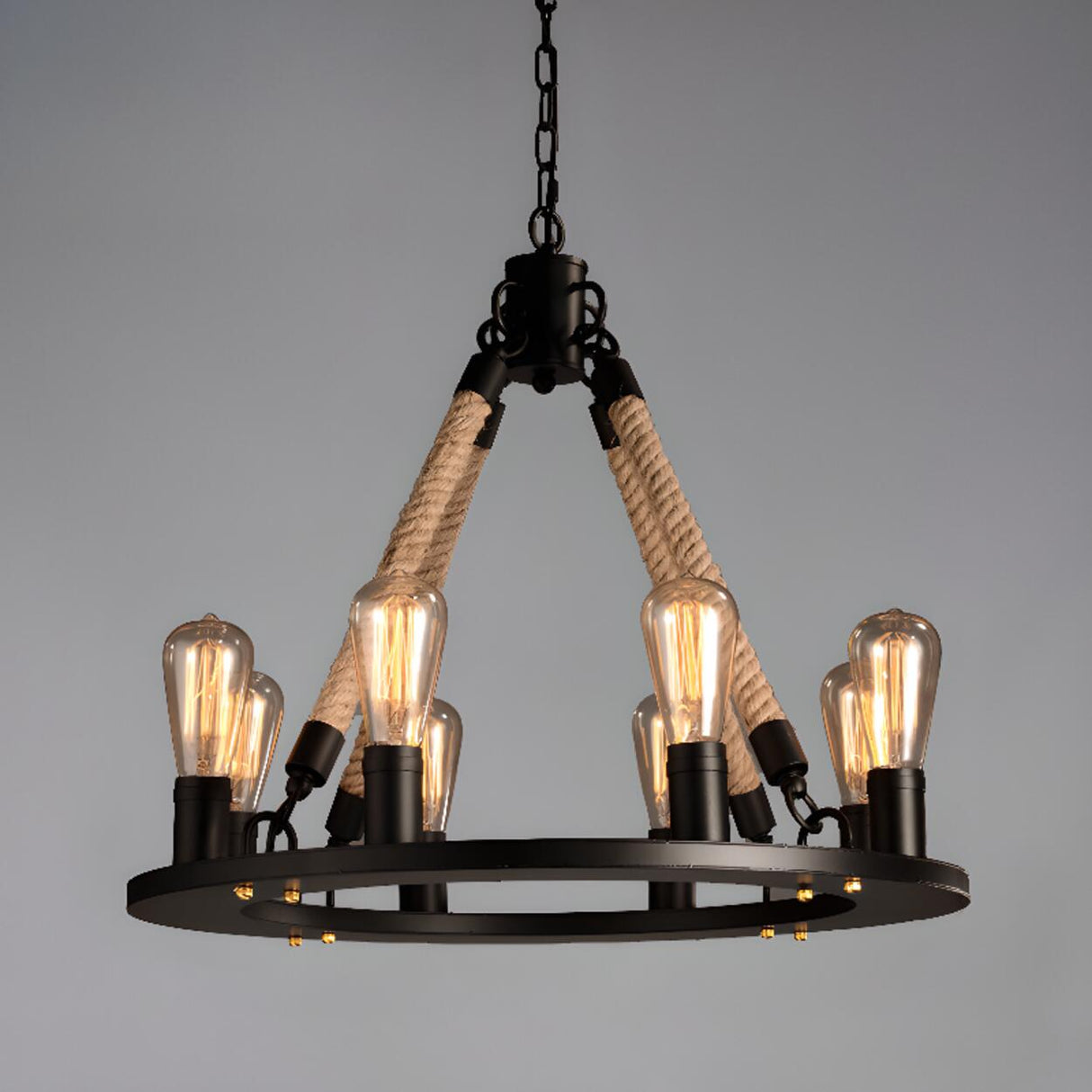 Adjustable Height Industrial Tiered Iron Chandelier Image - 7