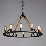 Adjustable Height Industrial Tiered Iron Chandelier Image - 8