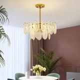 Adjustable Height Luxury Clear Crystal Petal Disc Chandelier Image - 1