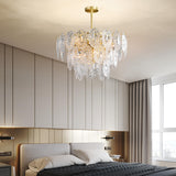 Adjustable Height Luxury Clear Crystal Petal Disc Chandelier Image - 4