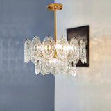 Adjustable Height Luxury Clear Crystal Petal Disc Chandelier Image - 5