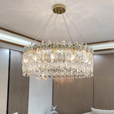 Adjustable Height Luxury Crystal Drum Chandelier Image - 1