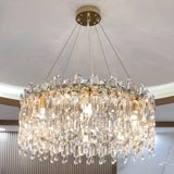 Adjustable Height Luxury Crystal Drum Chandelier Image - 16