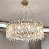 Adjustable Height Luxury Crystal Drum Chandelier Image - 17