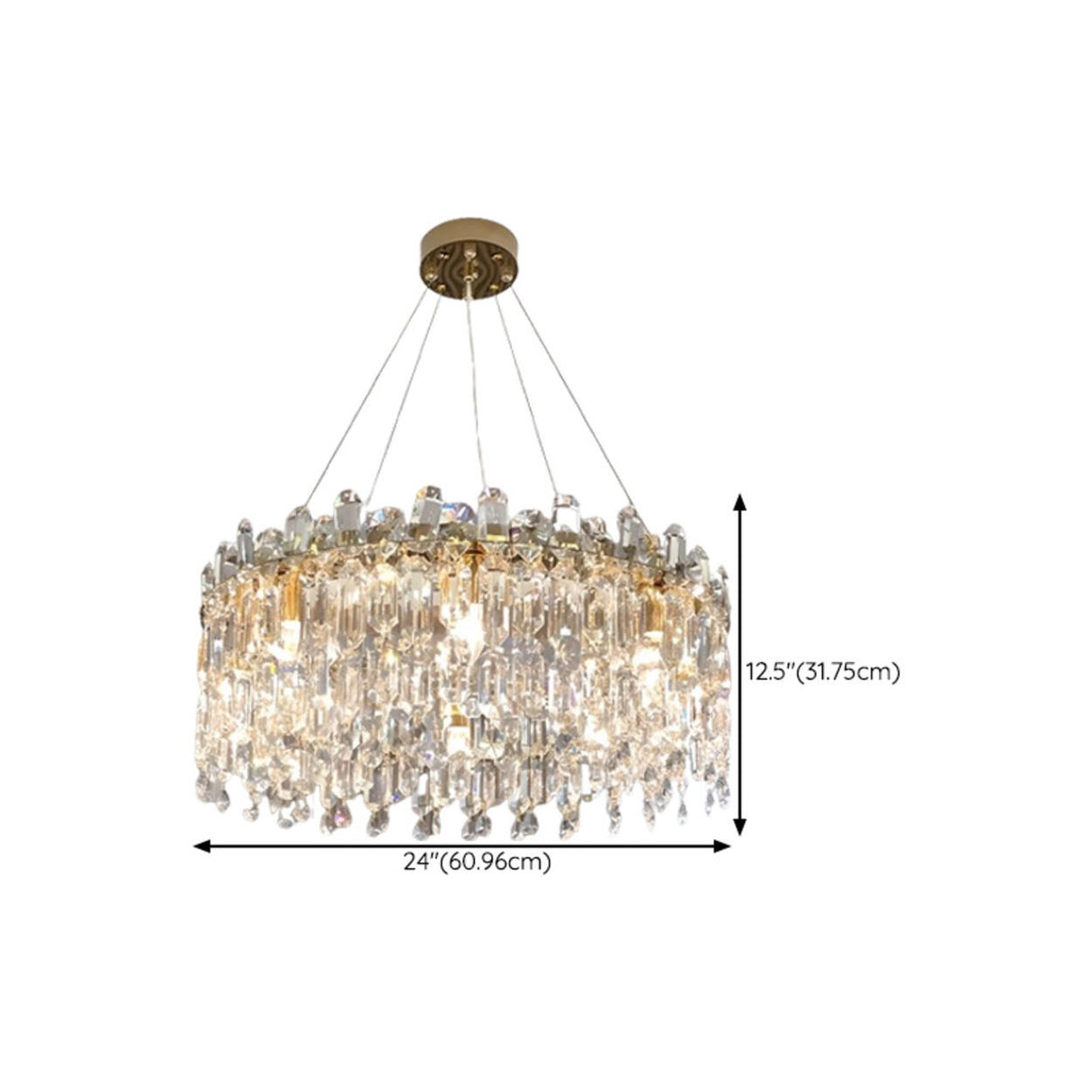 Adjustable Height Luxury Crystal Drum Chandelier Image - 21