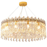 Adjustable Height Luxury Crystal Drum Chandelier Image - 5