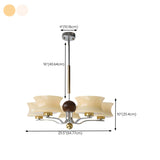 Adjustable Height Modern Brass and Wood Chandelier Image - 17