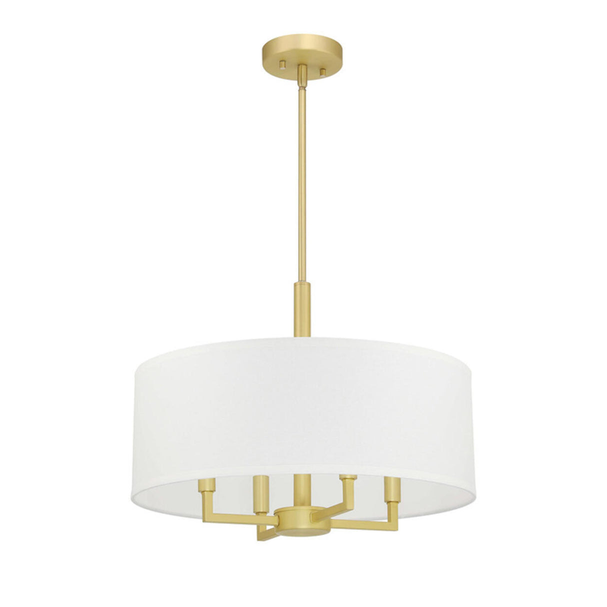 Adjustable Height Modern Gold Drum Pendant Light Image - 4