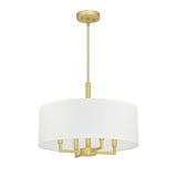 Adjustable Height Modern Gold Drum Pendant Light Image - 4