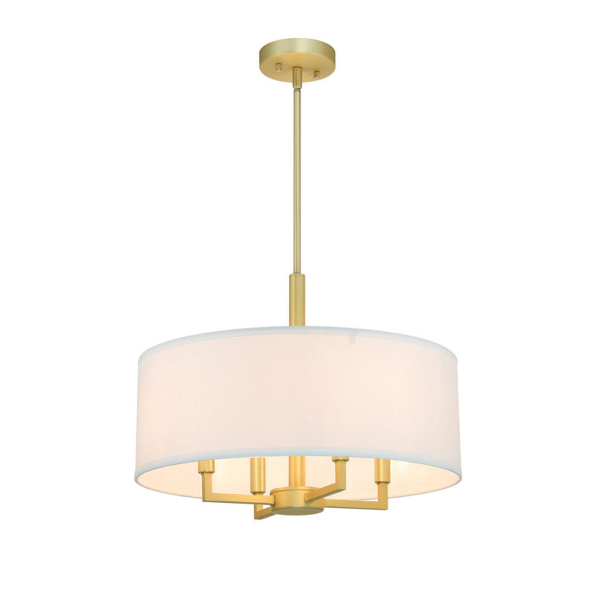 Adjustable Height Modern Gold Drum Pendant Light Image - 5