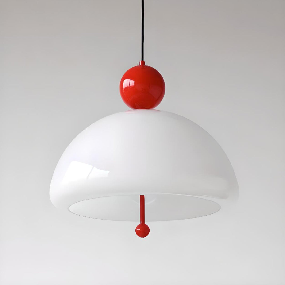 Adjustable Height Modern Red White Dome Chandelier Image - 10