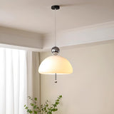 Adjustable Height Modern Red White Dome Chandelier Image - 4