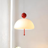 Adjustable Height Modern Red White Dome Chandelier Image - 6