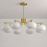 Adjustable Height Modern White Glass Globe Chandelier Image - 15