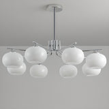 Adjustable Height Modern White Glass Globe Chandelier Image - 16