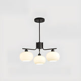 Adjustable Height Modern White Glass Globe Chandelier Image - 6