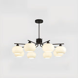 Adjustable Height Modern White Glass Globe Chandelier Image - 8