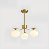 Adjustable Height Modern White Glass Globe Chandelier Image - 9