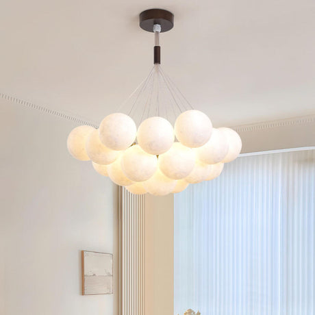 Adjustable Height Modern White Multi-Globe Chandelier Image - 1