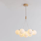 Adjustable Height Modern White Multi-Globe Chandelier Image - 10