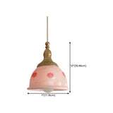 Adjustable Height Pink Rustic Brass Dome Glass Pendant Light Image - 9