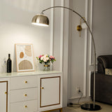 Adjustable Height Sliver Modern Arched Floor Lamp Image - 12