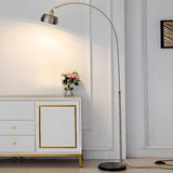 Adjustable Height Sliver Modern Arched Floor Lamp Image - 2